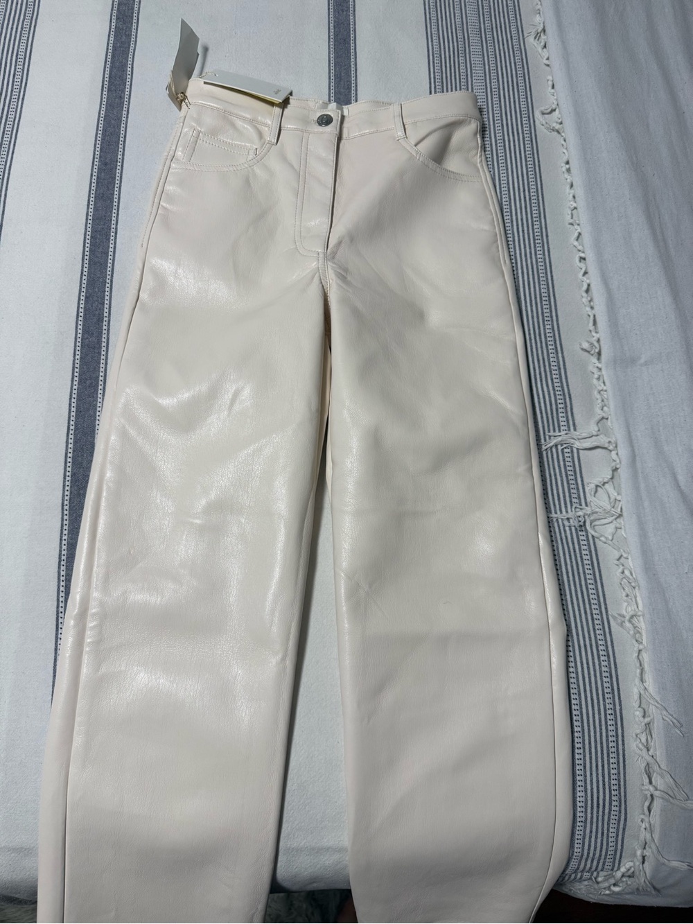 Wilfred Cream Straight-Leg Faux Leather Jeans
